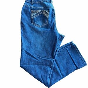 CJ Banks Jeans Medium Wash Color Size 14W Straight Leg Design on Pockets